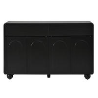 SIDEBOARD Schwarz 140/38/89 cm 4 Türen 2 Schubladen - Schwarz, Holzwerkstoff (140/89/38cm) - PANGIVO