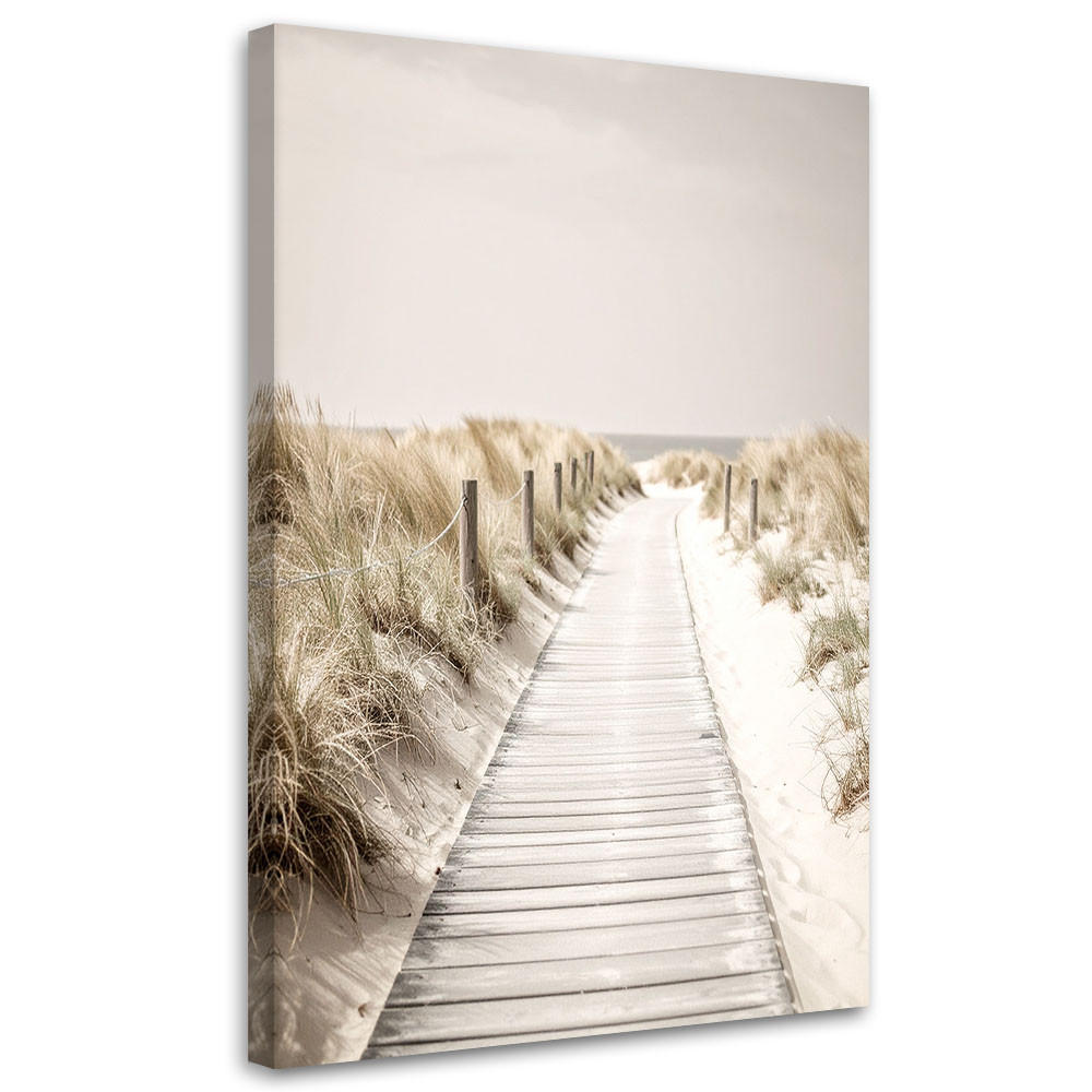 LEINWANDBILD Steg zum Strand Dünen Natur 80x120cm - Beige, Textil (80/120cm) - Feeby