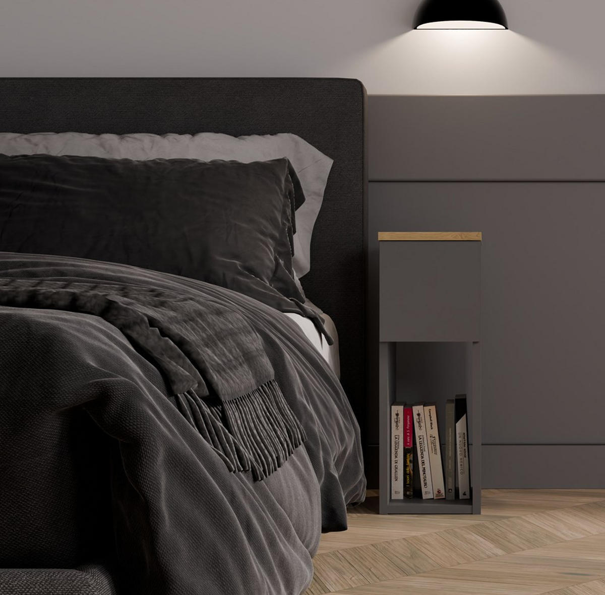 NOČNÍ STOLEK antracit, Artisan 20/55/30 - antracitová, kompozitní dřevo (20/55/30cm) - RAUMHIRSCH FURNITURE
