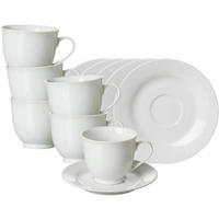 KAFFEETASSEN MIT UNTERTASSEN Bianco Rondo weiß 180 ml 6er Set - Weiß, Keramik (15/9/15cm) - Ritzenhoff Breker