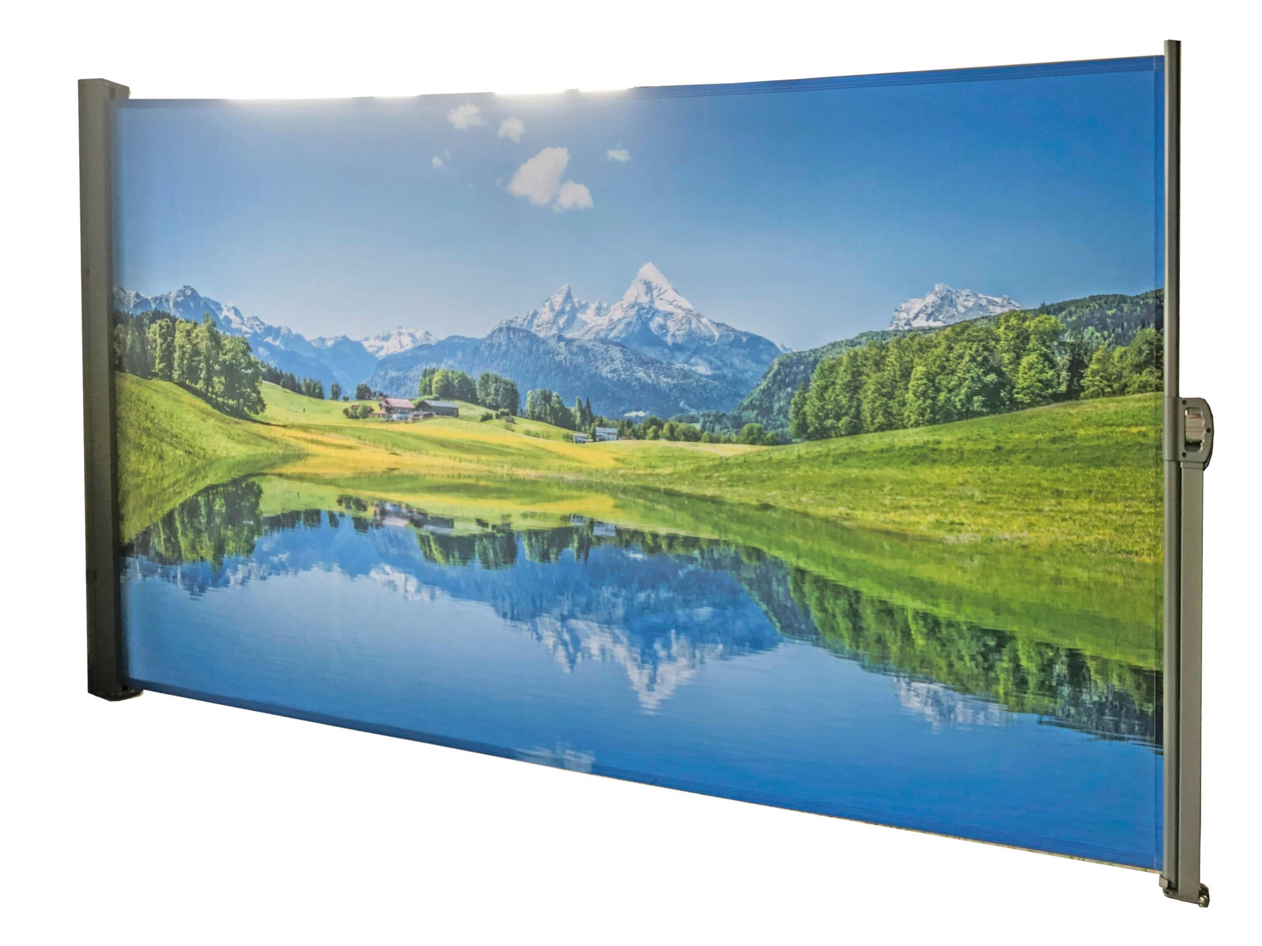 SEITENMARKISE Fabi Motiv Bergsee Mehrfarbig Markise ausziehbar - Blau, Kunststoff (9/160/300cm) - DELUKE