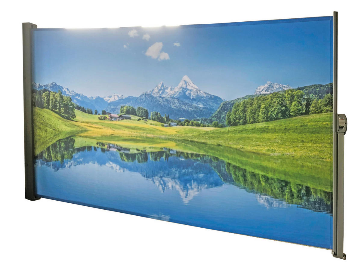 SEITENMARKISE Fabi Motiv Bergsee Mehrfarbig Markise ausziehbar - Blau, Kunststoff (9/160/300cm) - DELUKE