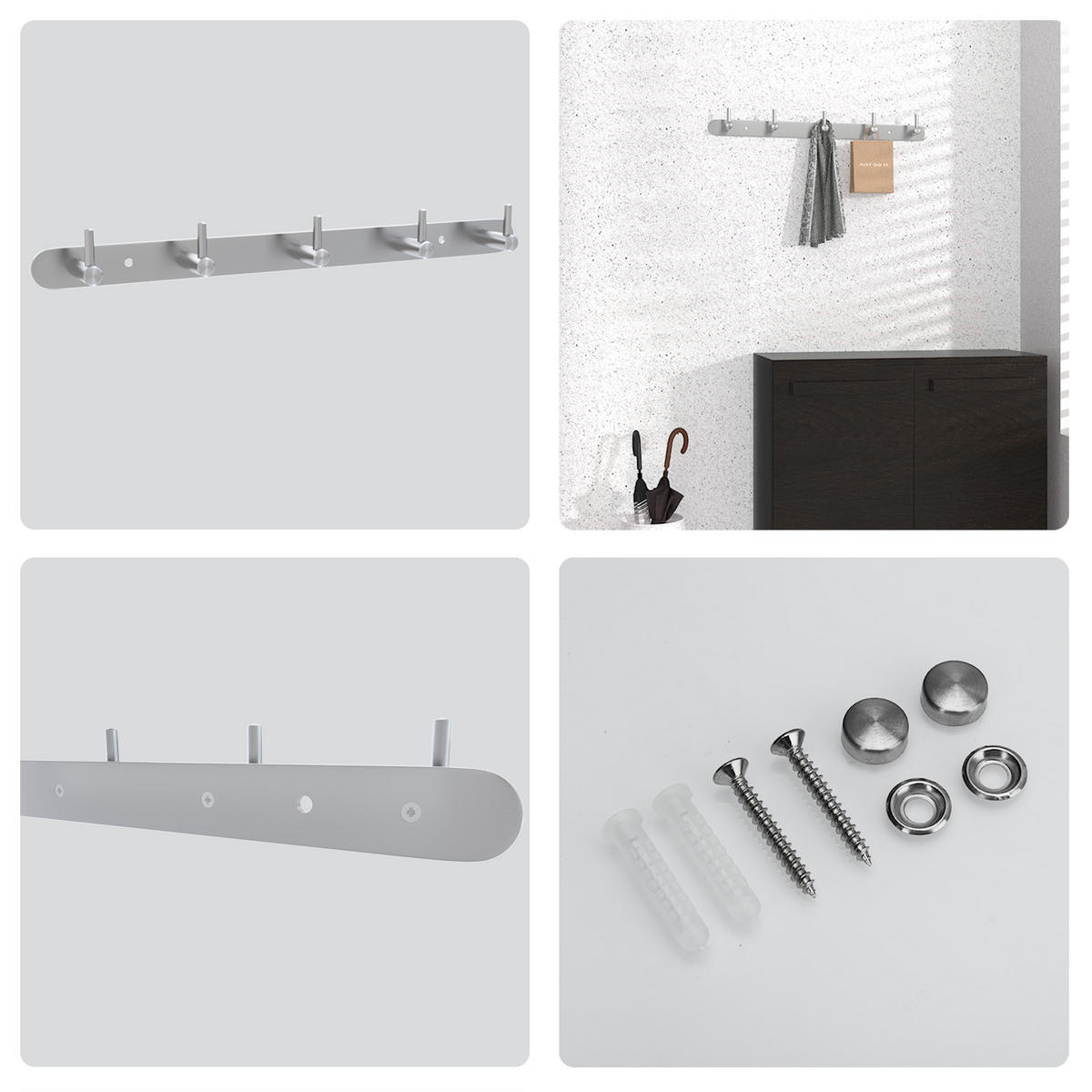 HAKENLEISTE 38.1/4.2/4.2 cm - Silberfarben, Metall (4.2/4.2/38.1cm) - Intirilife