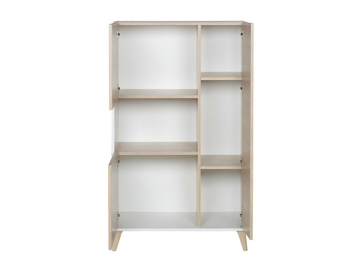 HIGHBOARD mit 3 Türen & 1 Ablage - Eichefarben & Weiß - KOLYMA - Naturfarben, Holz (81/135/43cm) - Vente-Unique