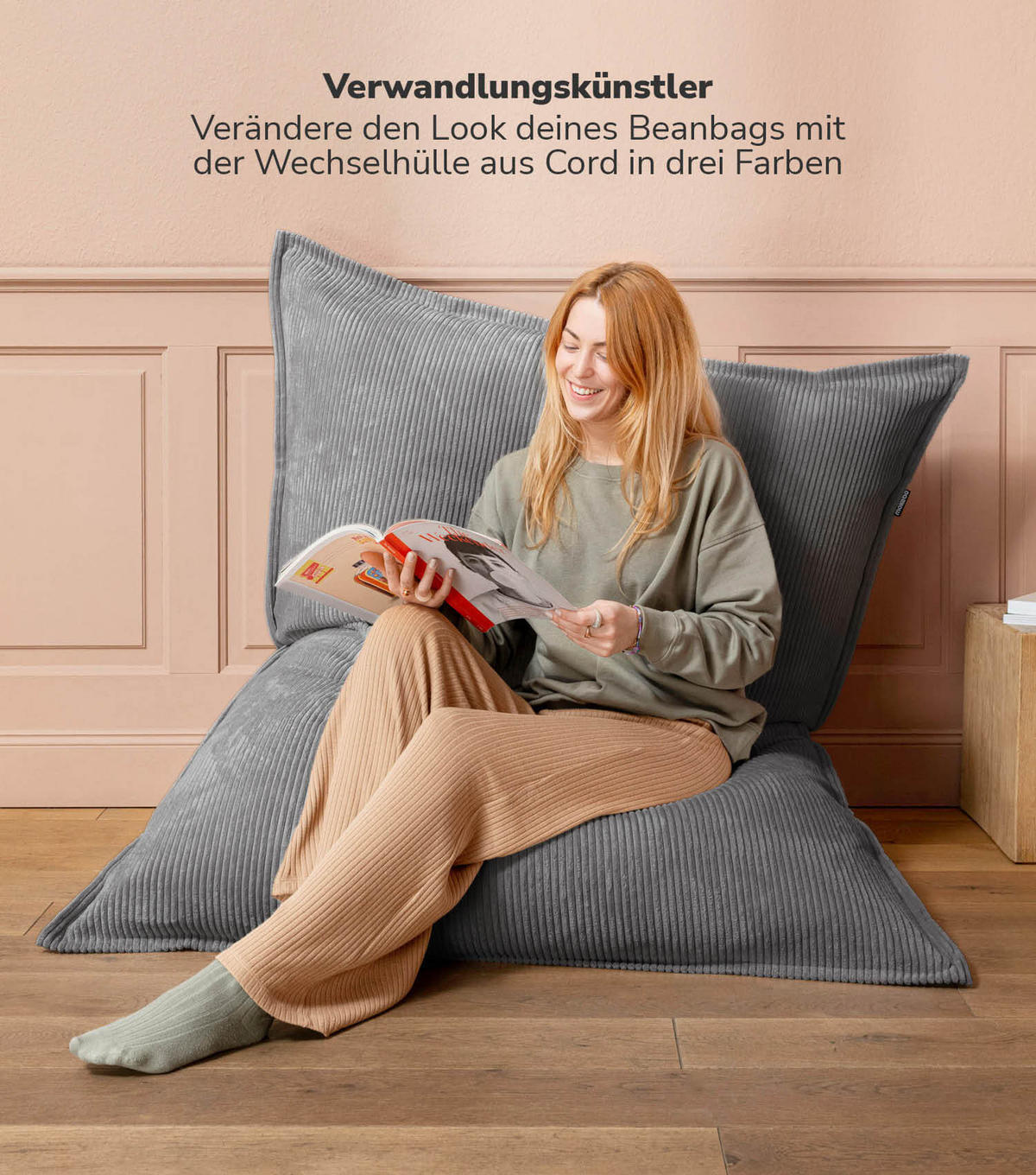 SITZSACK BEZUG Das Kuschel-Cover - Anthrazit, Textil (130/20/170cm) - Mokebo