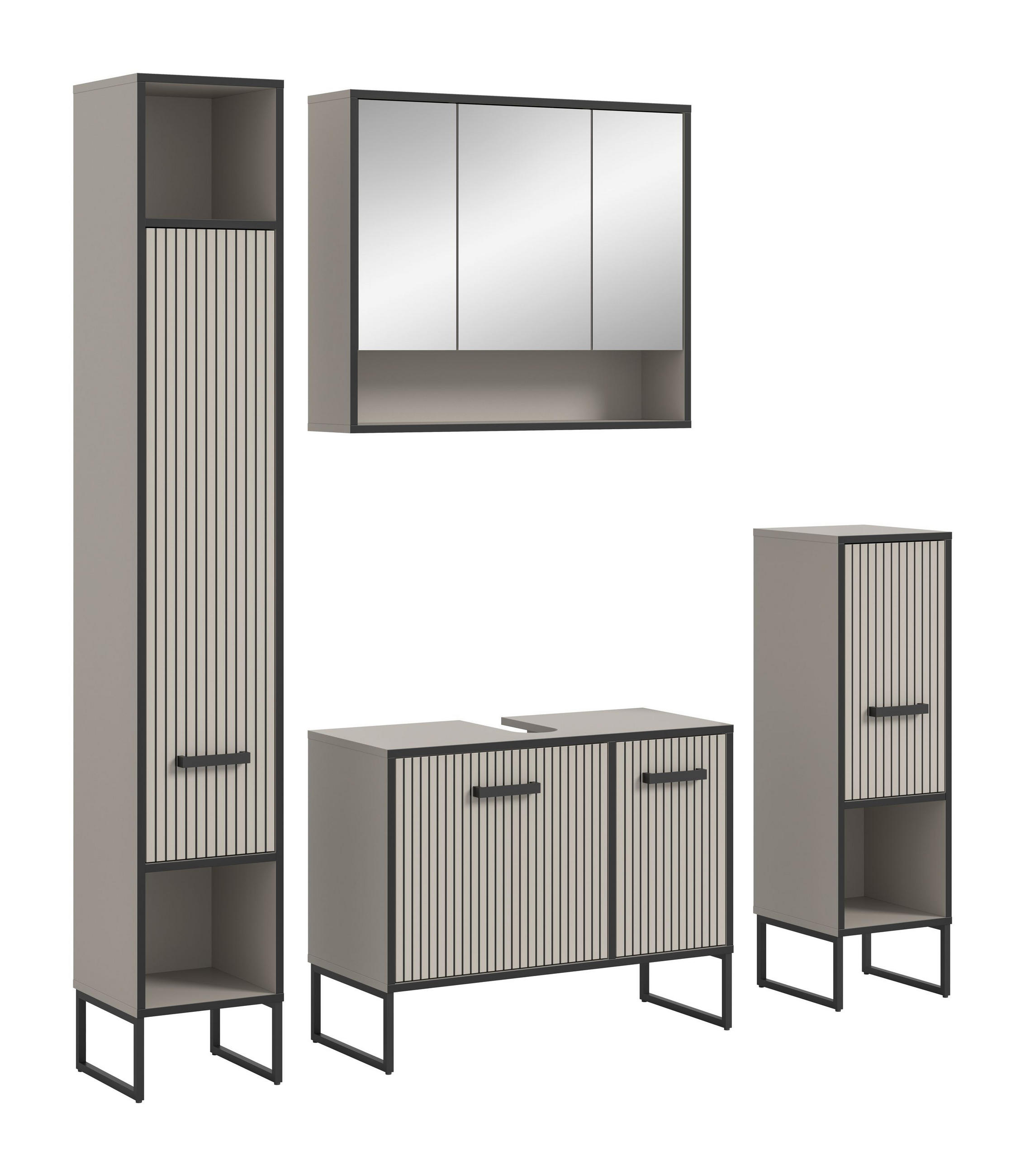 BADKOMBINATION Bagno 170x192x36 cm Kaschmir Schwarz 4tlg. - Kaschmir, Holzwerkstoff (170/192/36cm)