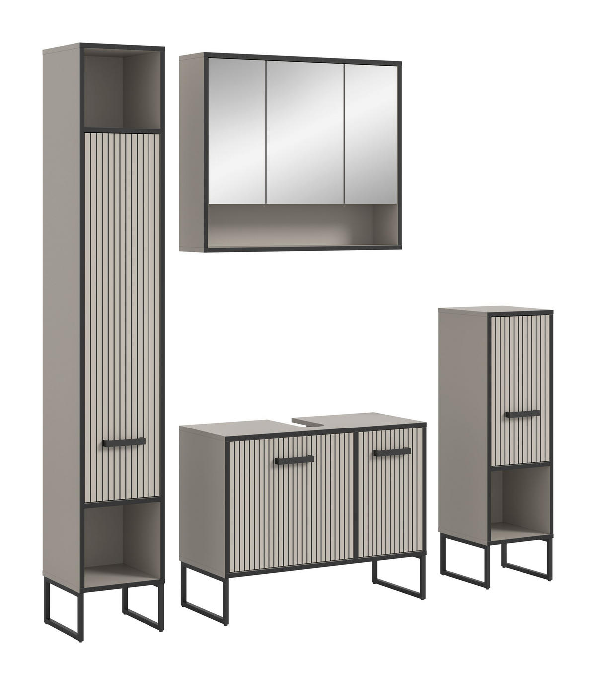 BADKOMBINATION Bagno 170x192x36 cm Kaschmir Schwarz 4tlg. - Kaschmir, Holzwerkstoff (170/192/36cm)