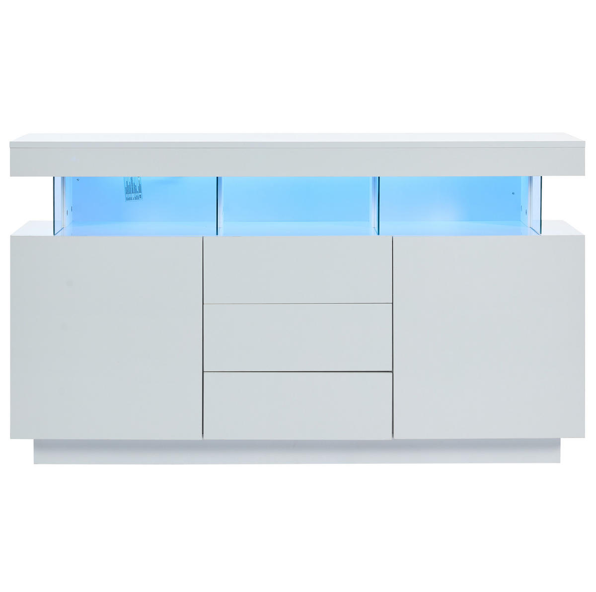 SIDEBOARD 140/35/80 cm weiß aus Spanplatte mit Acryl und LED - Weiß, Holzwerkstoff (140/80/35cm) - OKWISH