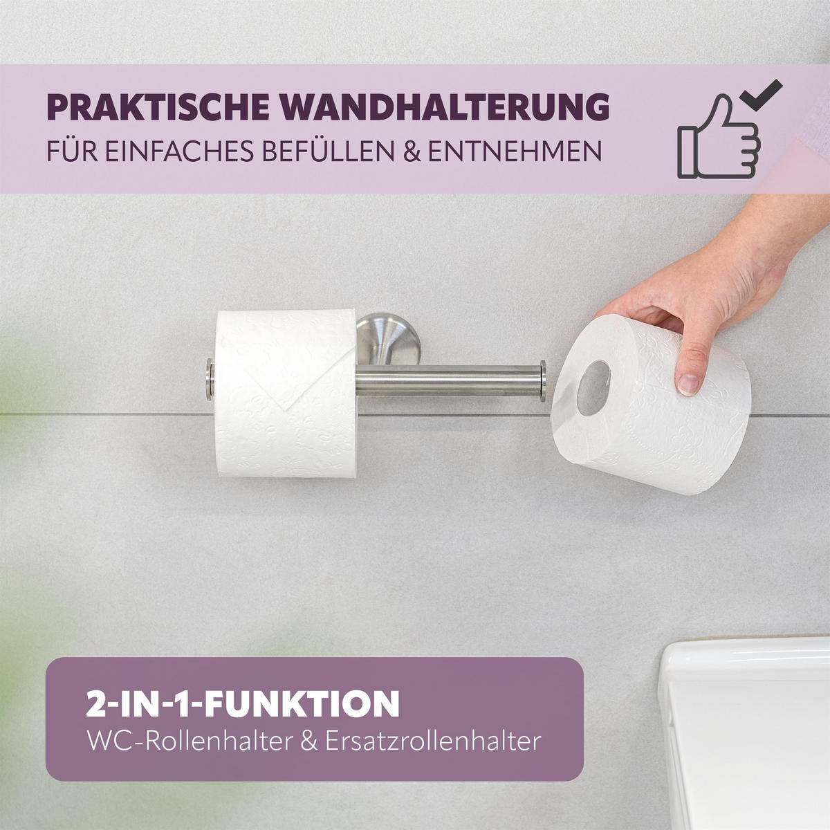 TOILETTENPAPIERHALTER PIAZZA, Edelstahl - Edelstahlfarben, Metall (24/6/10cm) - bremermann