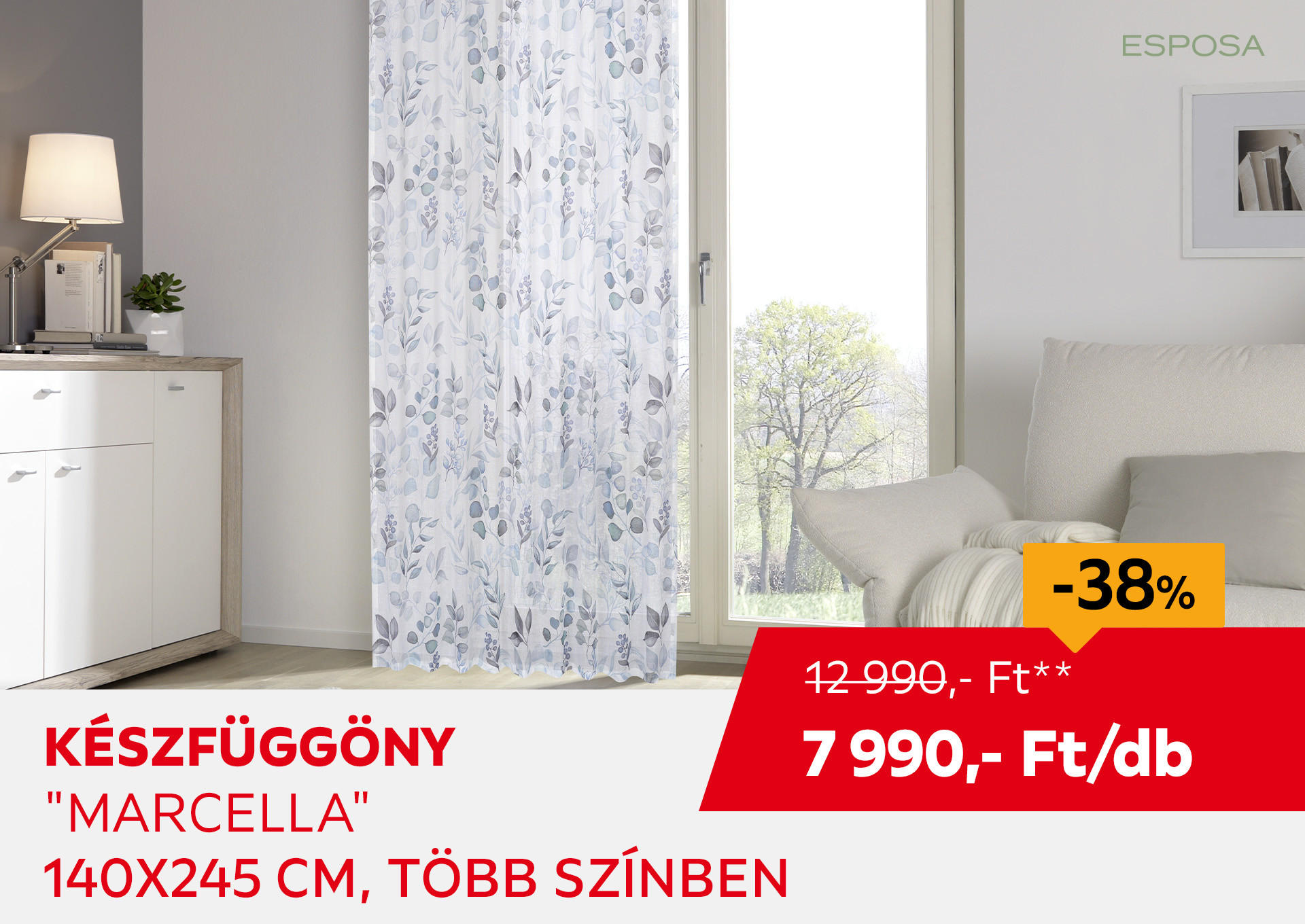 KÉSZFÜGGÖNY "MARCELLA" 140X245 CM Kiemelt termék 12990 Ft.- helyett 7990 Ft.-