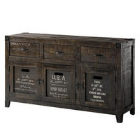 SIDEBOARD - Mango massiv - Schwarz/Naturfarben, Holz (148/85/42cm) - home24