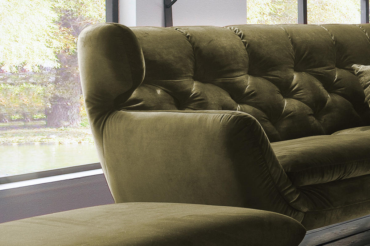 SOFA CHARME Grün Velvet - Dunkelgrün/Silberfarben, Textil/Metall (200/94/95cm) - KAWOLA