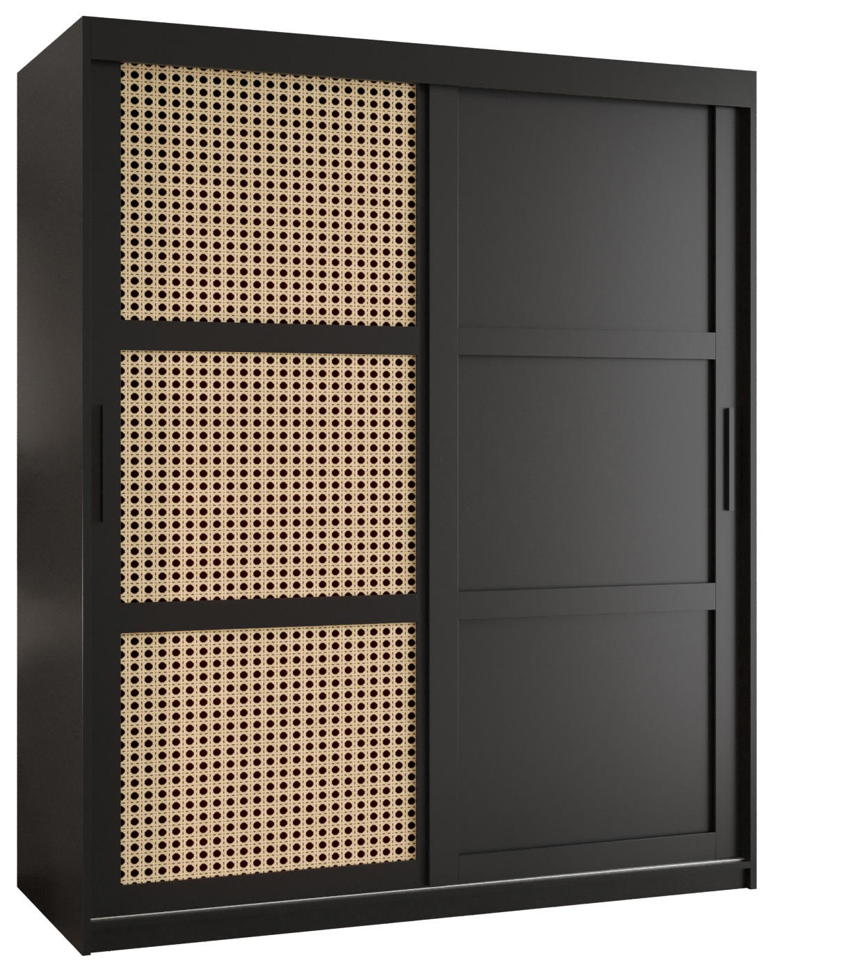 SCHWEBETÜRENSCHRANK 200/150/62 2-türig - Schwarz, Holz/Kunststoff (150/200/62cm) - MÖBEL KRYSPOL