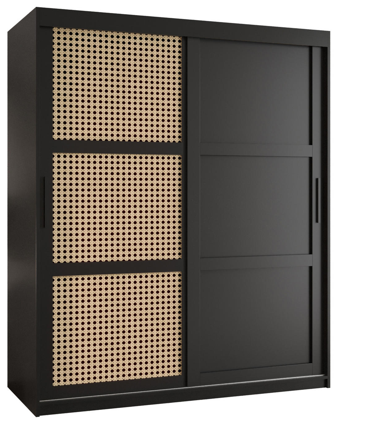 SCHWEBETÜRENSCHRANK 200/150/62 2-türig - Schwarz, Holz/Kunststoff (150/200/62cm) - MÖBEL KRYSPOL