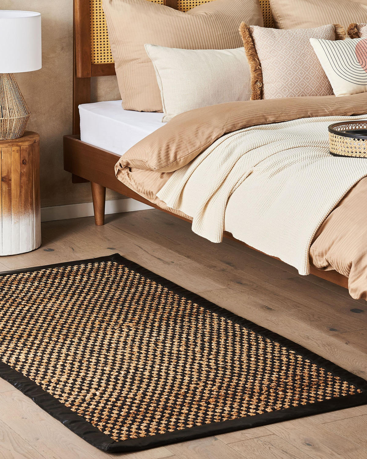 KURZFLOR-TEPPICH Schwarz 80/150 cm Gerce - Beige/Schwarz, Naturmaterialien (80/150cm) - Beliani