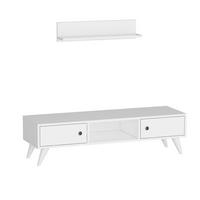 LOWBOARD Egebjerg mit Wandregal - Weiß, Holzwerkstoff/Kunststoff (70/16/14cm) - [en.casa]