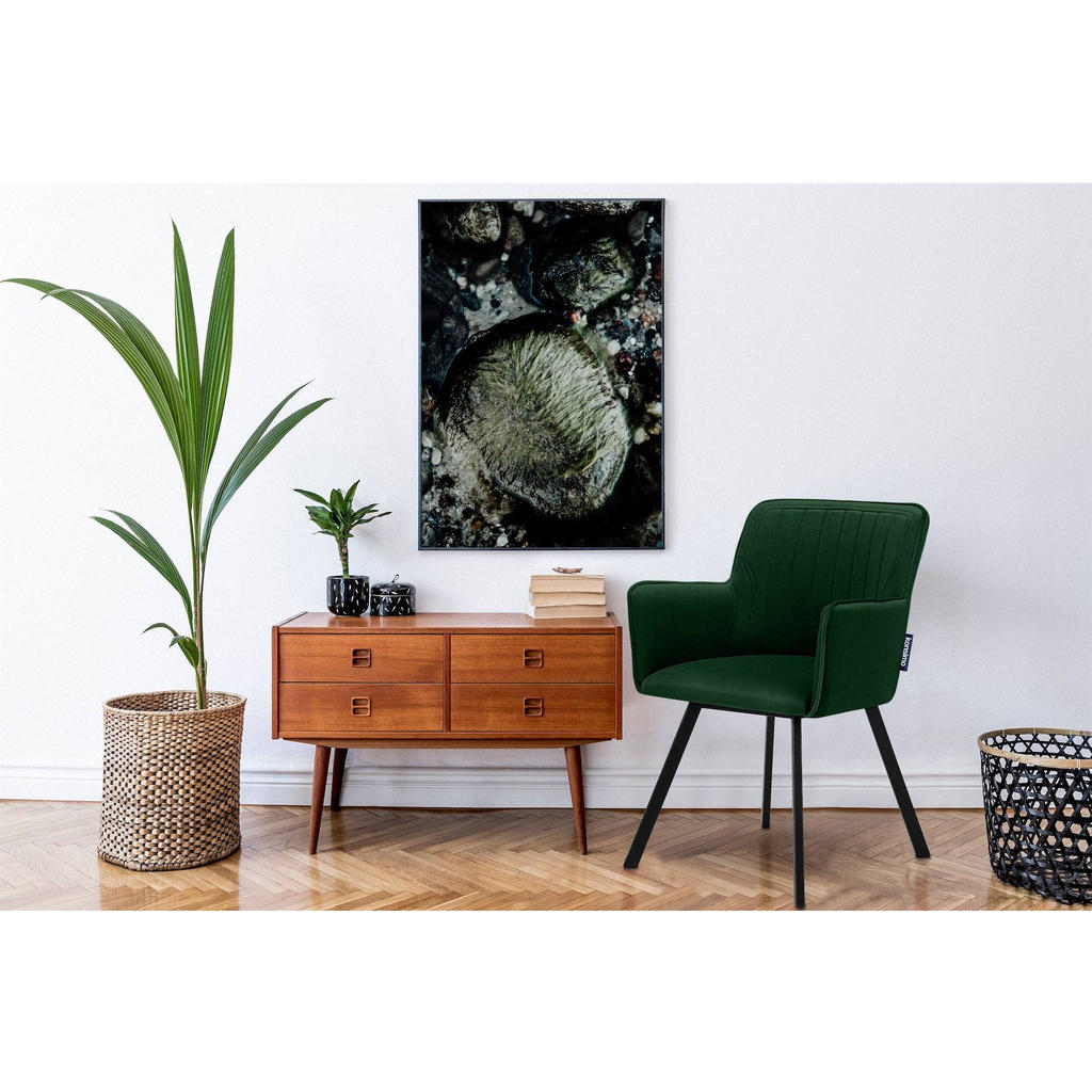 Thumbnail - Konsimo® Esszimmerstuhle, Dunkelgrün, Metall, Textil, 56x84x46 cm, Hergestellt in Europa, Esszimmer, Stühle, Esszimmerst...