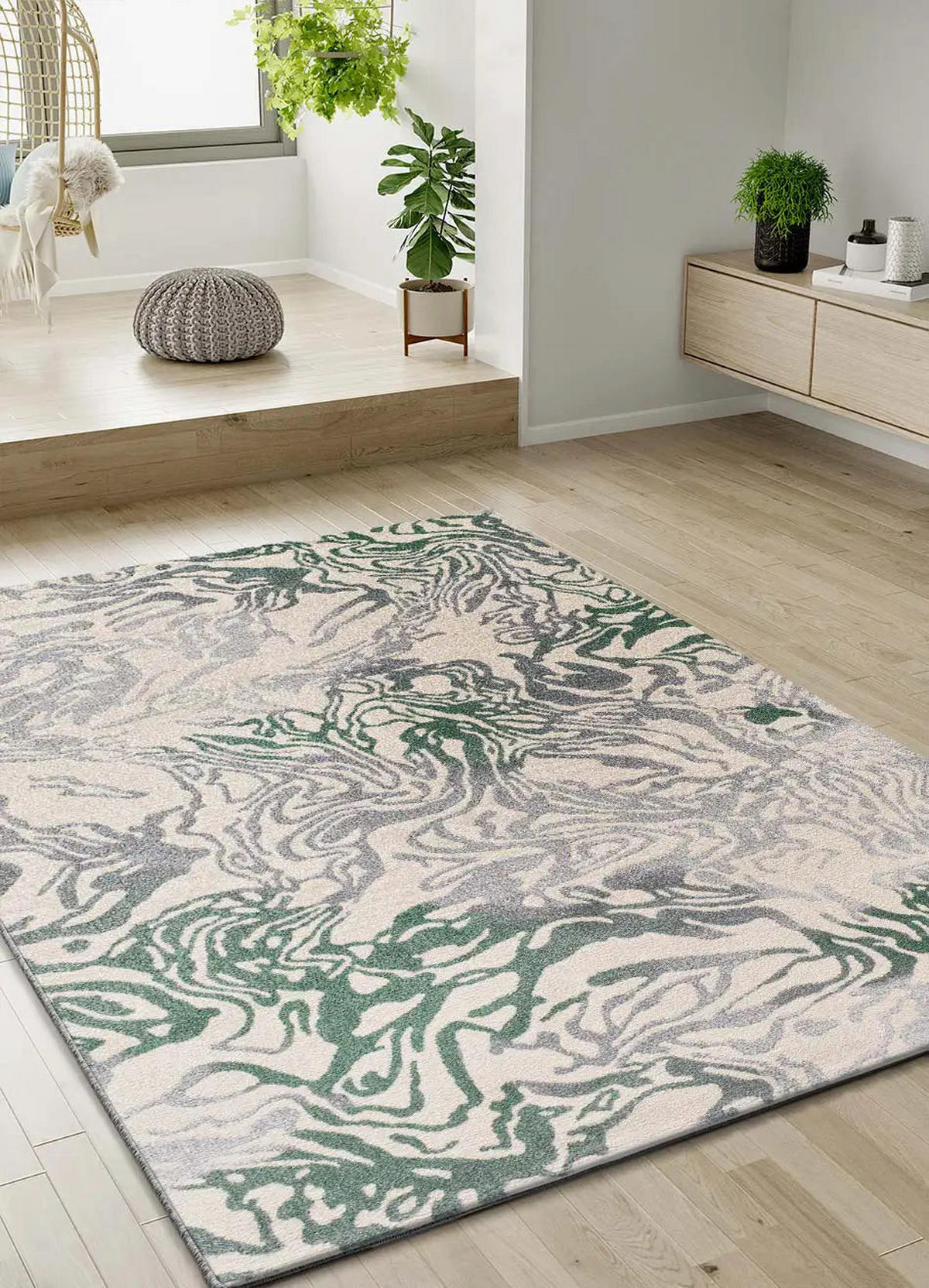 KURZFLORTEPPICH Grün / Grau Astra 200/290 cm - Grau/Grün, Naturmaterialien/Textil (200/290cm) - Atticgo