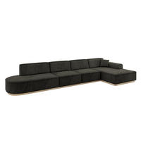 ECKSOFA Ottomane Rechts IREA-L3 - 412x165x80 cm Schwarz - Schwarz, Holzwerkstoff/Textil (412/165cm) - ALTDECOR