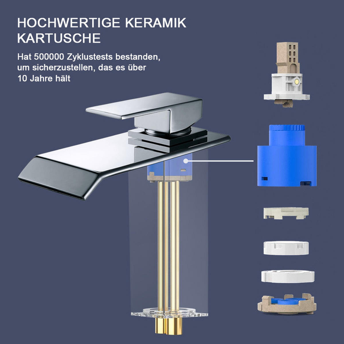 WASCHTISCHARMATUR Edelstahl Wasserfallauslauf - Chromfarben, Metall (20/7/25cm) - HOMELODY