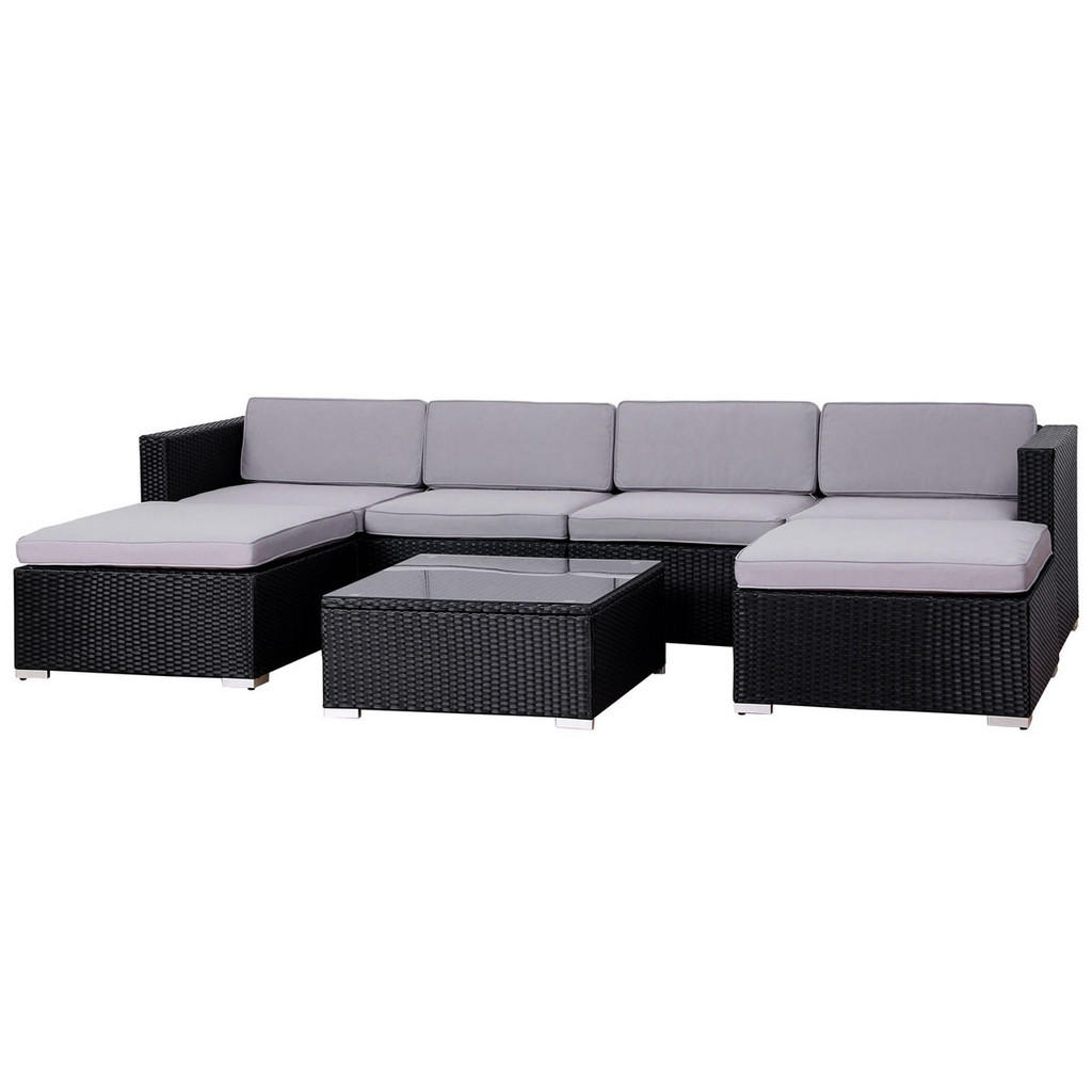 Thumbnail - Svita Lugano, Schwarz, Kunststoff, 6-Sitzer, quadratisch, Loungemöbel, Loungemöbel-Sets