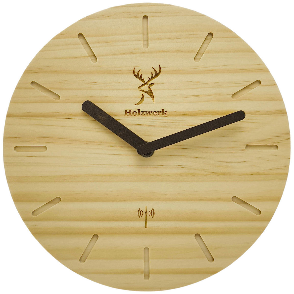WANDUHR Holz Designer WARBURG (FUNK) Loft Wand Uhr, beige - Beige/Dunkelbraun, Holz (25/25/2.2cm) - Holzwerk