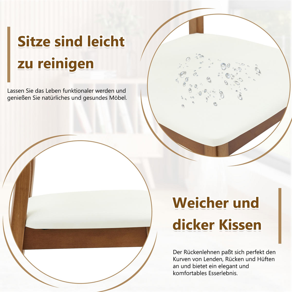 STUHL-SET DE-36737 2 Stück mit ovaler Rückenlehne und Tragegriff Weiß - Weiß, Holzwerkstoff (44/88/50cm) - ComfortXL