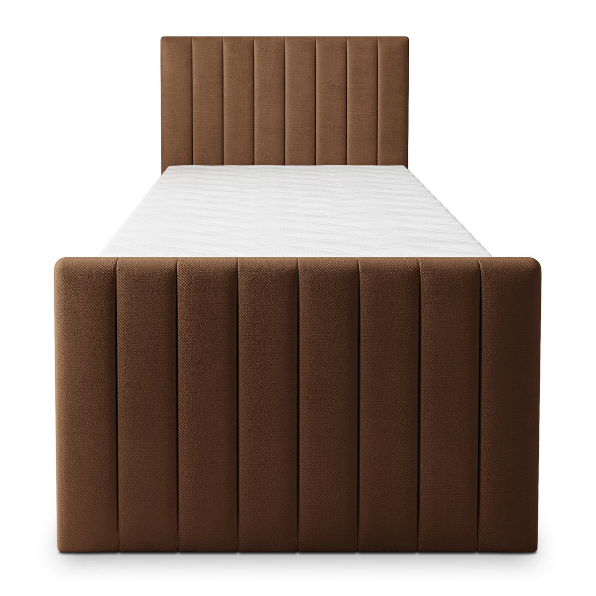 BOXBETT ARION 100 100x200 cm mit Matratze und Topper, H2+H3 - Braun - Braun, Holz (100/200cm) - MASSENO