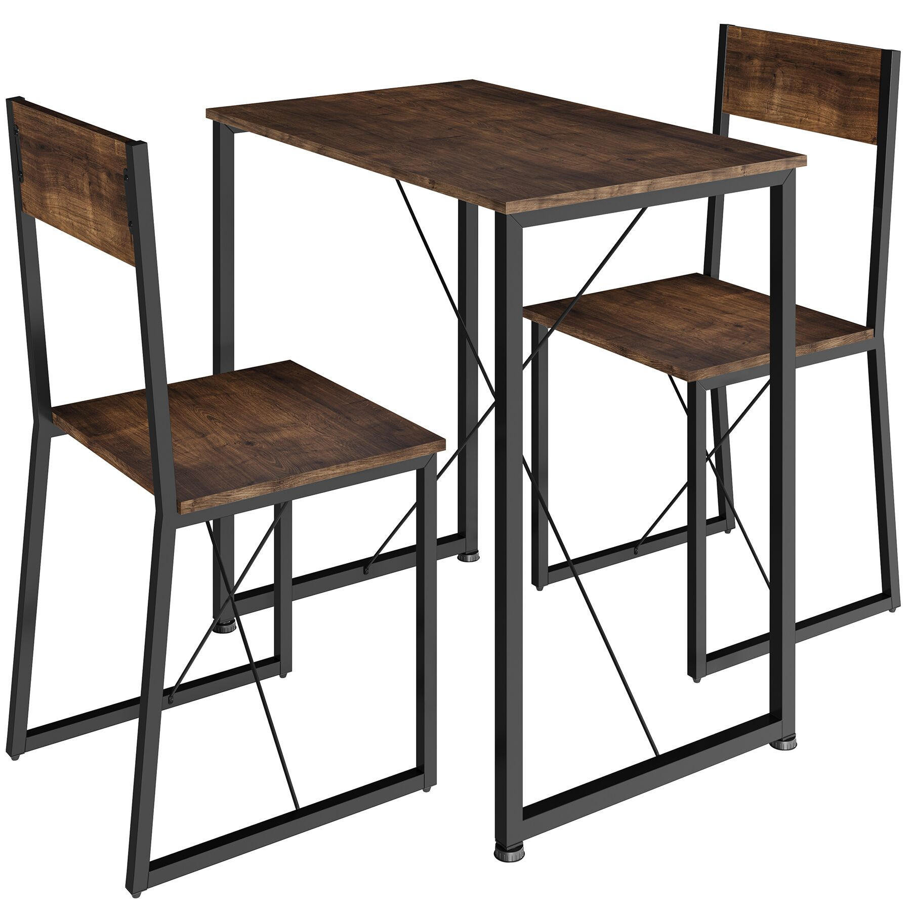 SITZGRUPPE Margate, mit höhenverstellbaren Kunststofffüßen, Industrial Holz dunkel, rustikal - Rostfarben, Holzwerkstoff (80/90/138cm) - tectake