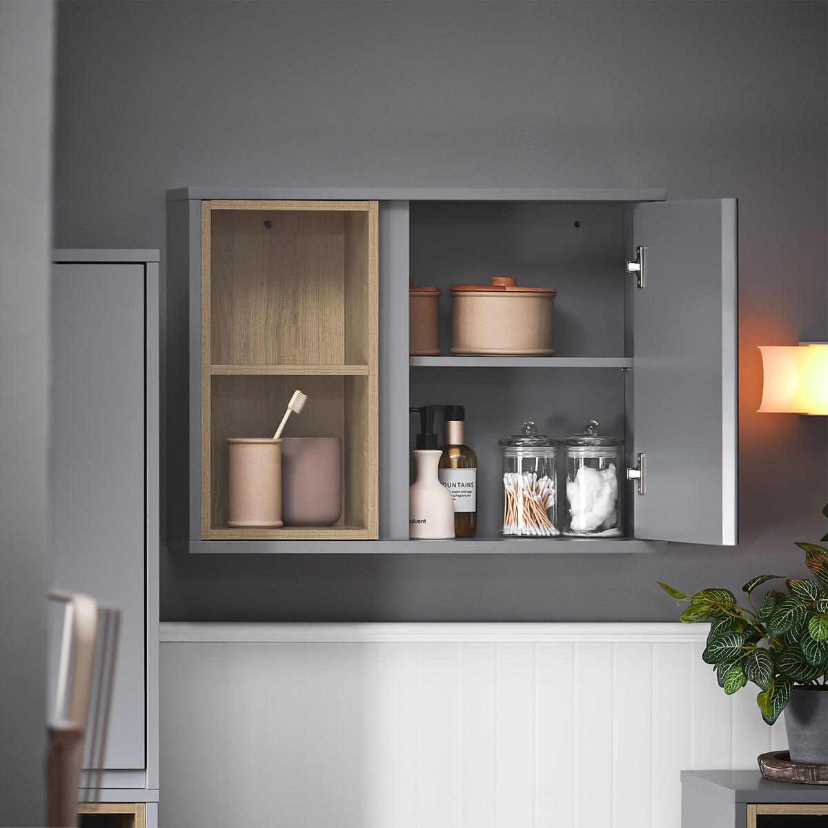 SPIEGELSCHRANK Dunkelgrau - Grau, Holzwerkstoff (60/45/20cm) - SoBuy