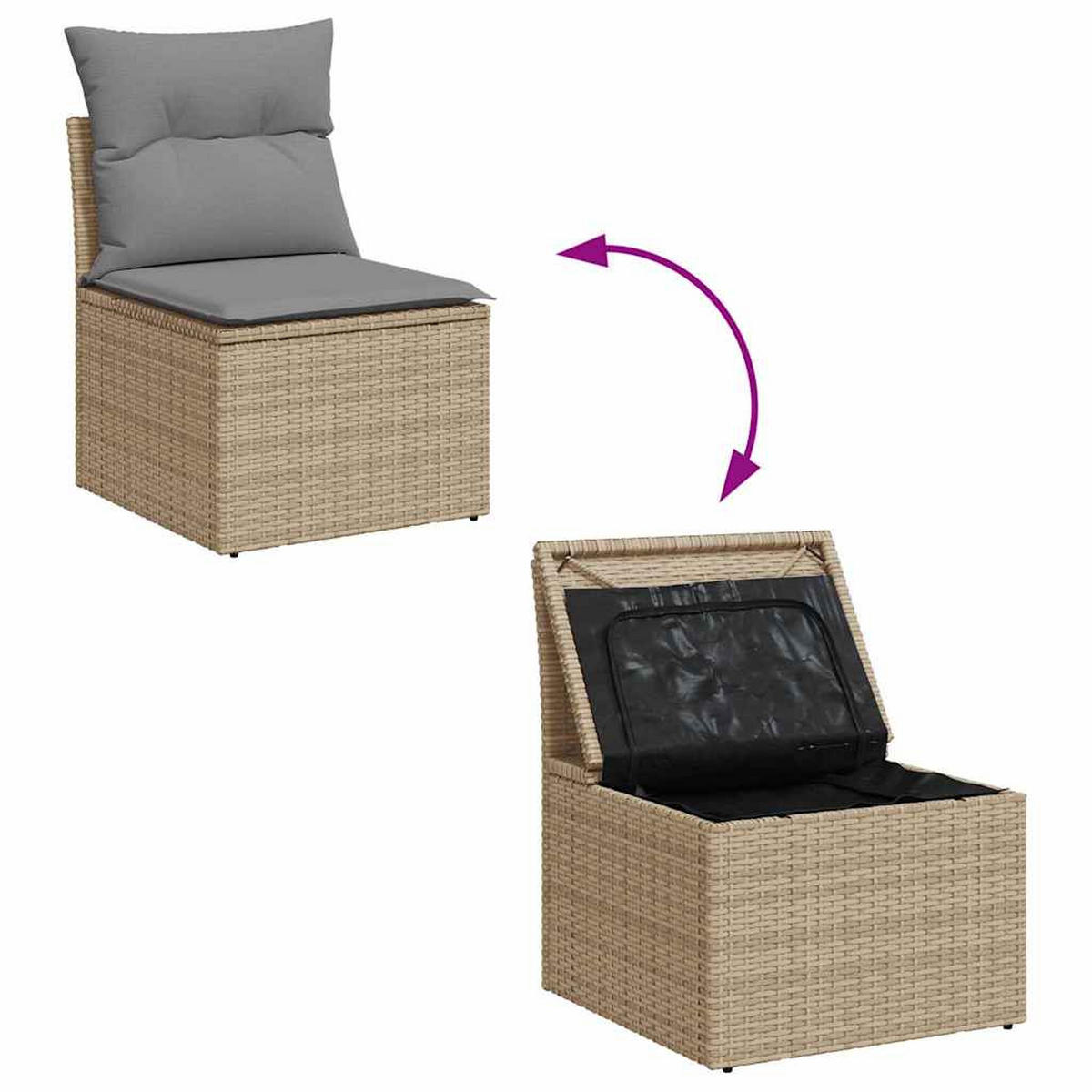 GARTEN-SOFAGARNITUR 4-TLG. Mit Kissen Beige Poly Rattan - Beige/Hellgrau, Kunststoff - vidaXL