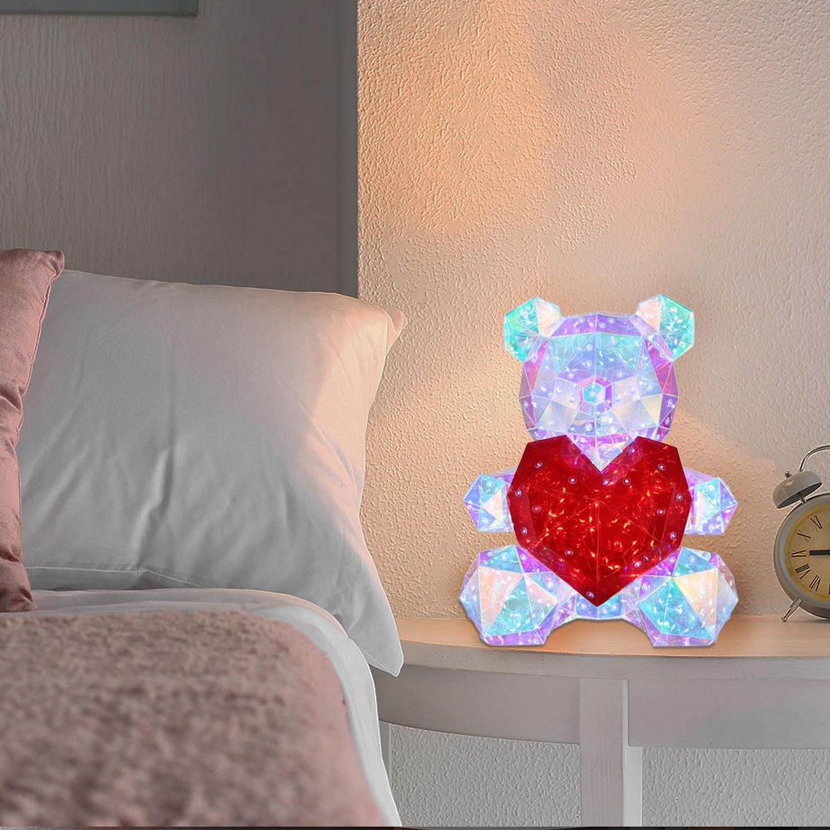 LED TISCHLEUCHTE Kristalloptik Rot - Rot, Kunststoff (23/19/30cm) - Globo Lighting