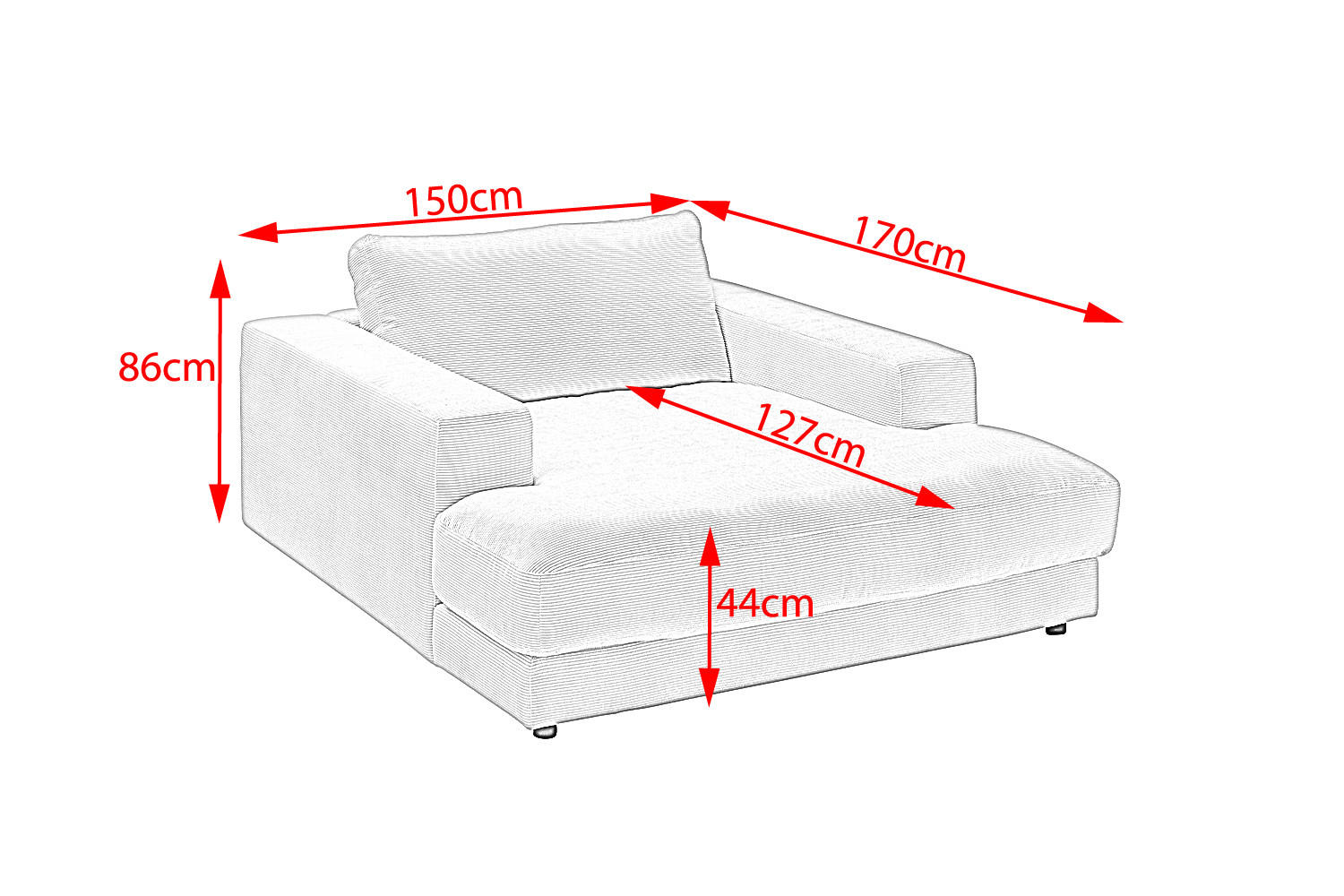 Thumbnail - Kawola Longseat, Grau, Textil, Füllung: Komfortschaum, 150x86x170 cm, Wohnzimmer, Sessel, Polstersessel