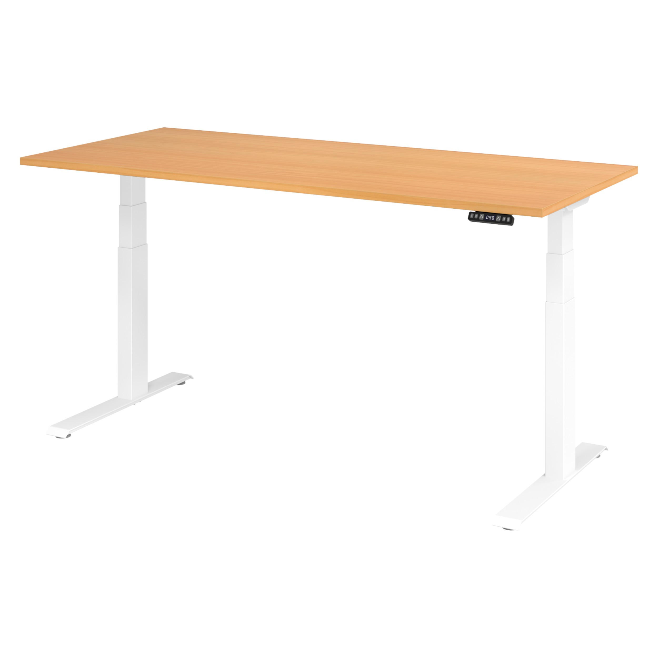 SCHREIBTISCH elektrisch XDKB 80/180/74 cm in Buchefarben/Weiß - Buchefarben/Weiß, Holzwerkstoff (80/180/74cm) - bümö