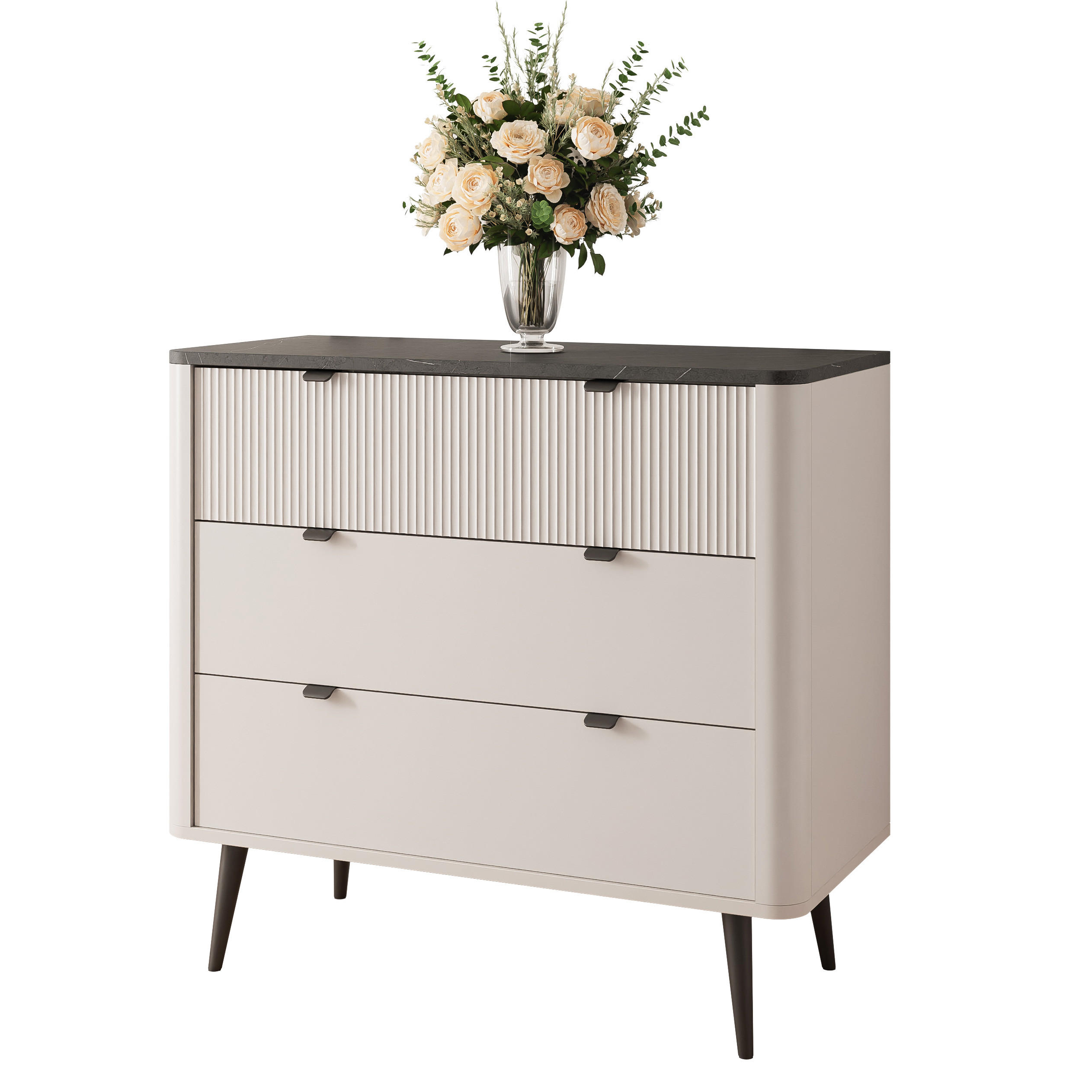 KOMMODE NAVANI 90 cm, 3 Schublade(n) Kaschmir / Grau - Schwarz/Grau, Holzwerkstoff/Metall (90/82/40cm) - Idohome