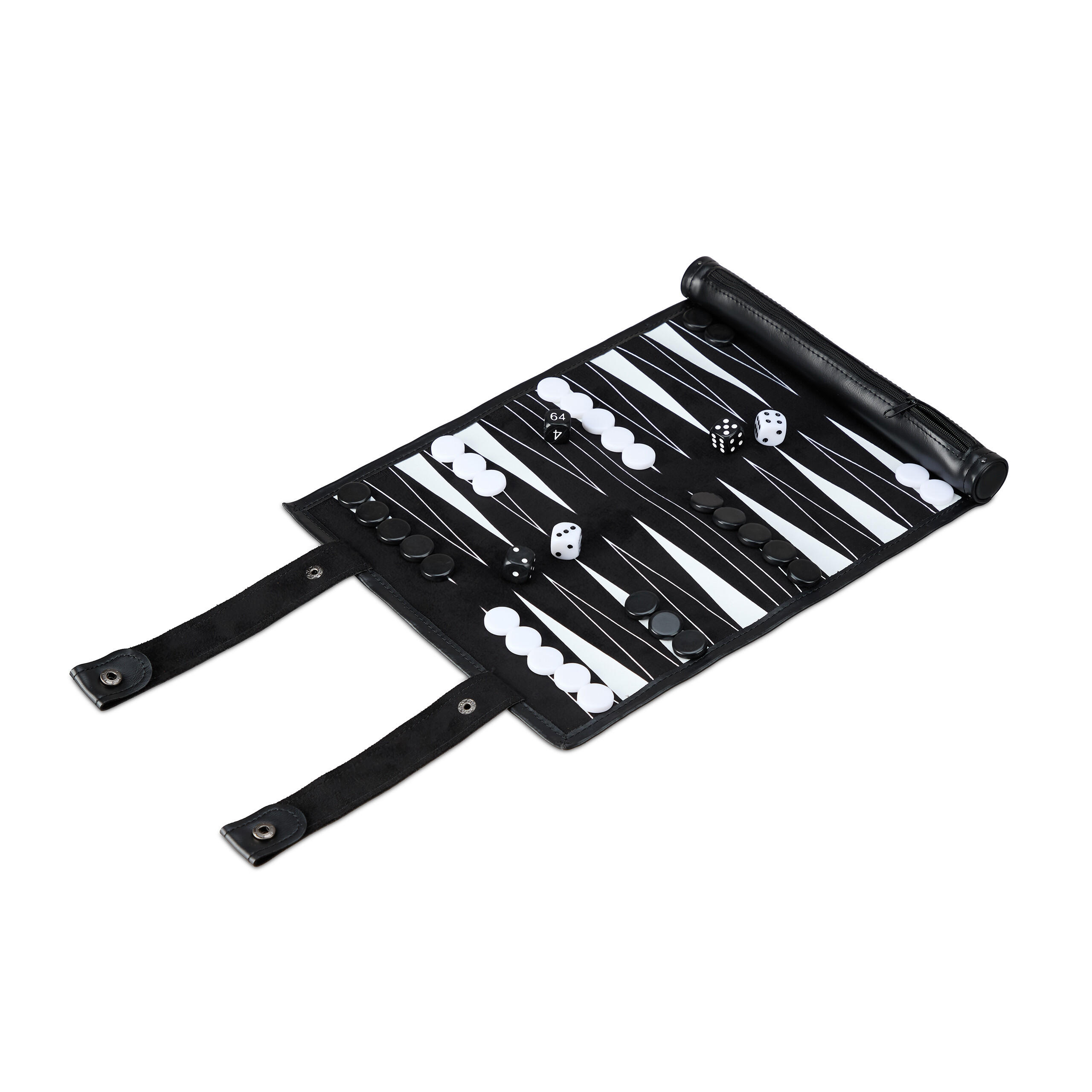 BACKGAMMON - Schwarz, Kunststoff/Metall (5/5cm) - Relaxdays