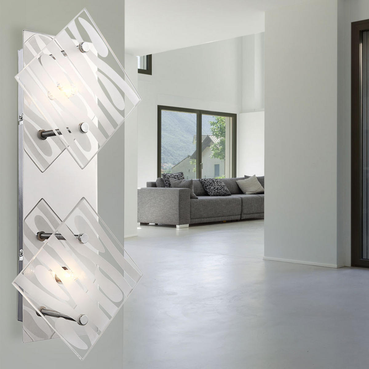 LED WANDLEUCHTE Carat Chrom Silber - Silberfarben, Metall (17/37/37cm) - Globo Lighting