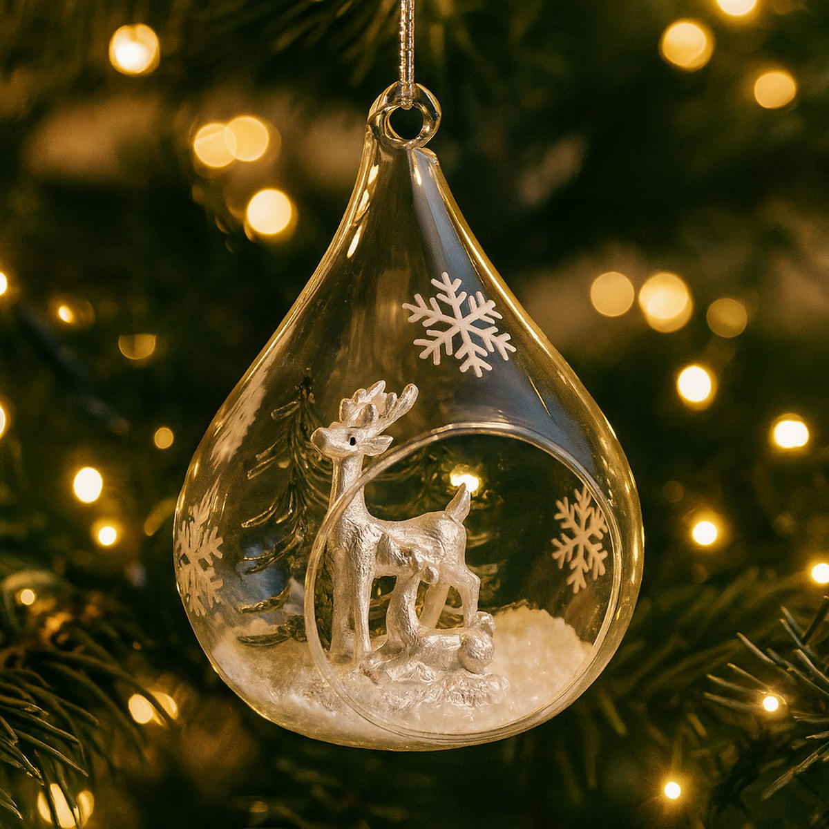 WEIHNACHTSKUGEL Glas SNOWKI, 10x12 cm, Transparent, Christbaumkugeln, Weihnachtsdeko Xmas, Christmas Deko - Braun, Glas (10/12/8cm) - home&you