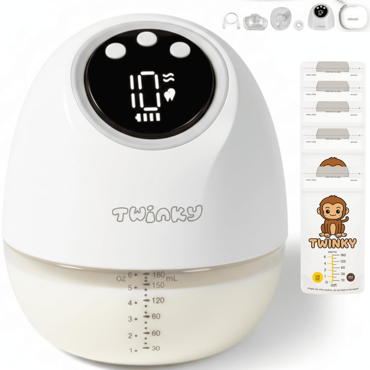 MILCHPUMPE Tragbar 4 Modi & 9 Saugstufen Weiß - Weiß, Kunststoff (18/16cm) - Twinky