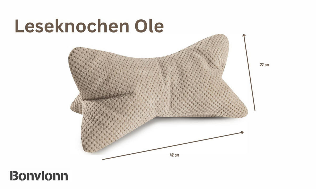 KISSEN Leseknochen Ole 3er Set - Salbeigrün/Dunkelgrau, Textil (22/42cm) - Bonvionn