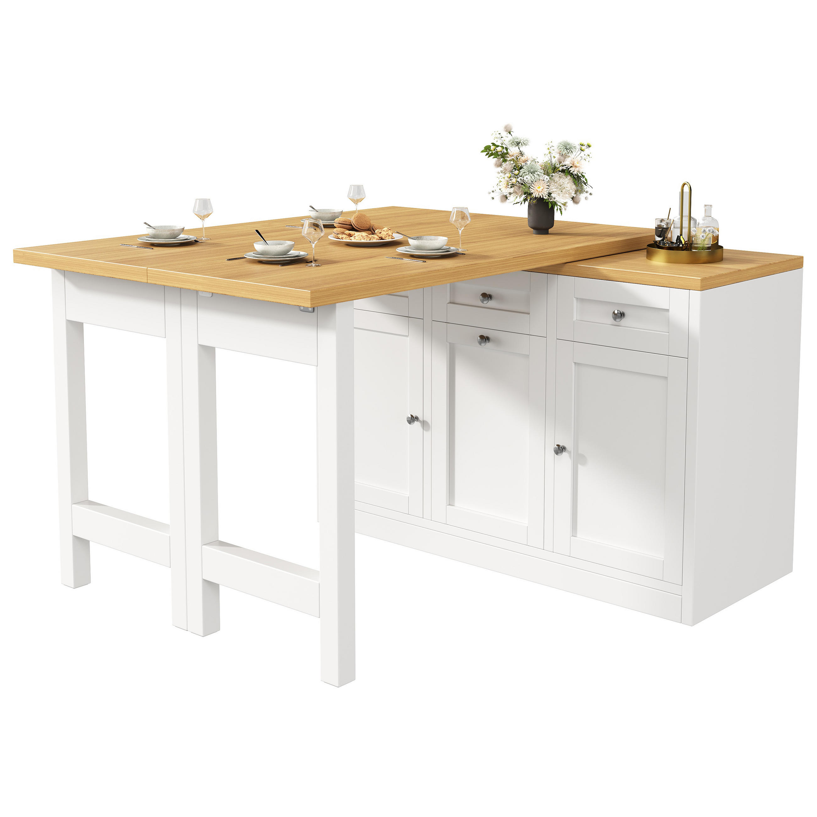BARTISCH Ausziehbar Klappbar Stauraum Schublade Weiß - Weiß, Holzwerkstoff (40/120/72cm) - FLIEKS