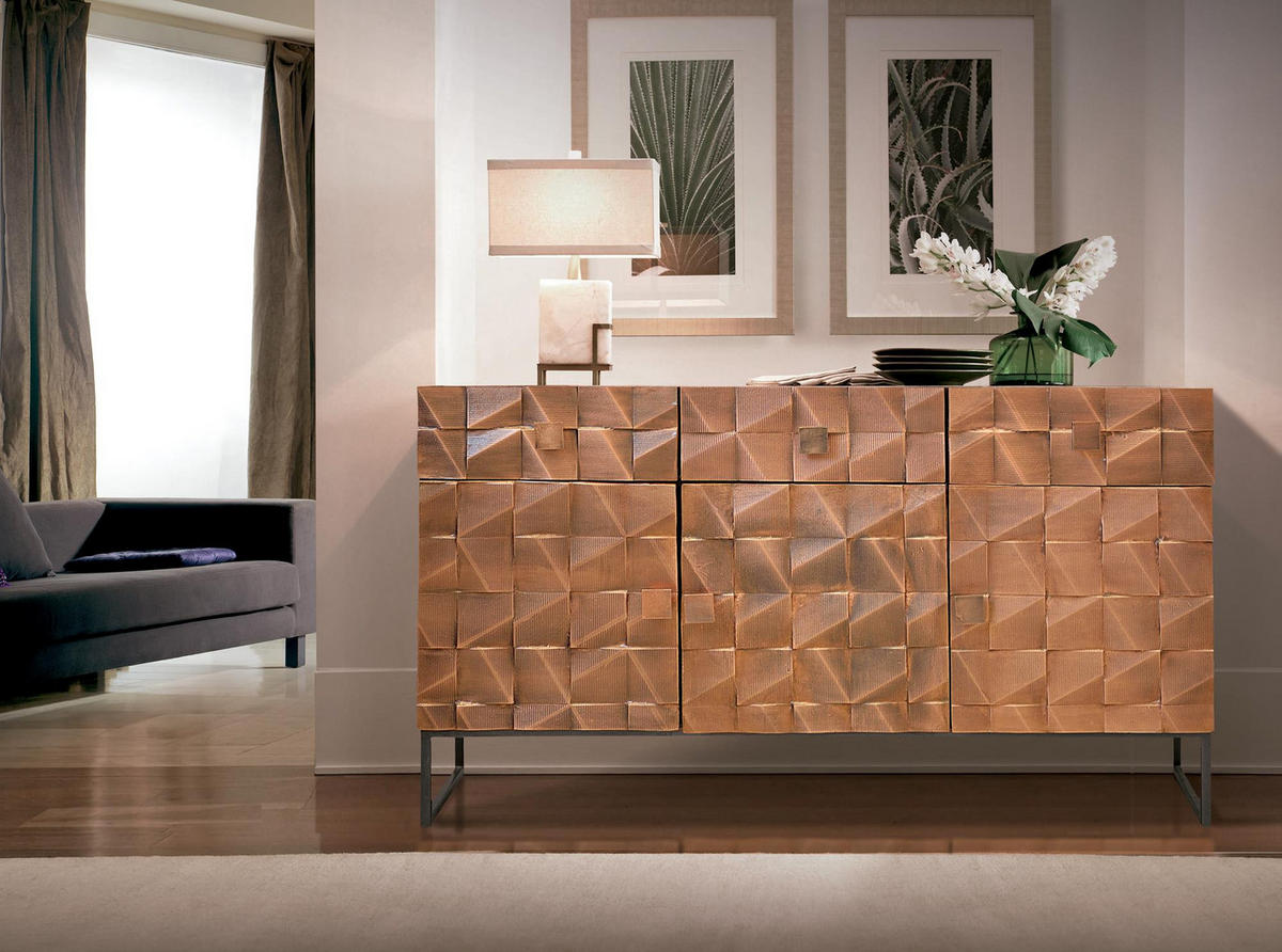 SIDEBOARD aus Mangoholz und Bronze - Dunkelbraun, Holz (42/80/142cm) - Giner y Colomer