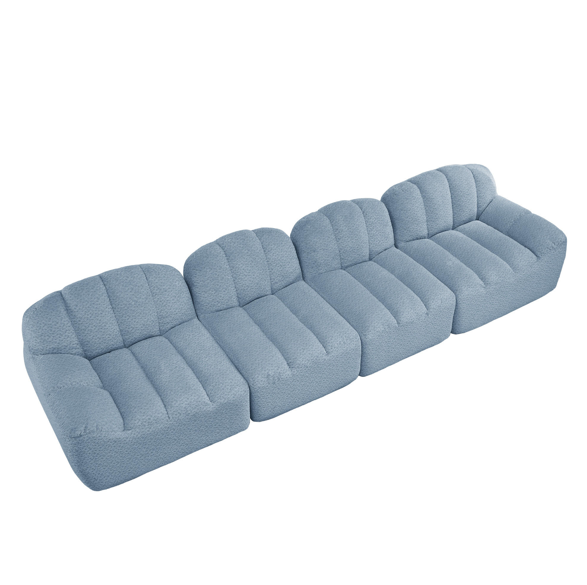 ECKSOFA 366/104/79 cm modular Blau aus Granuliertem Fleece ohne Montage - Blau, Textil (104/366cm) - OKWISH