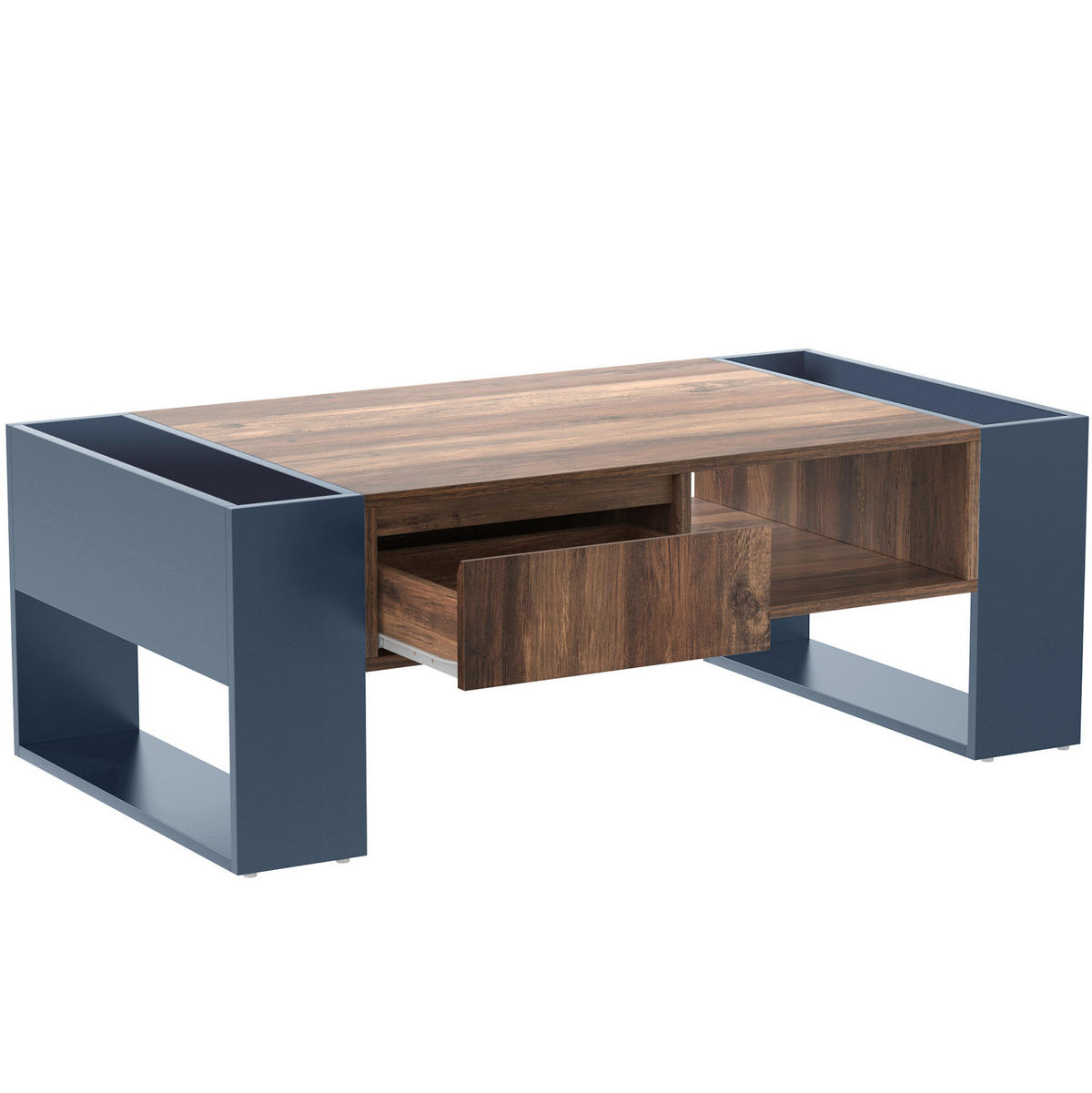 COUCHTISCH aus Spanplatte 111x40x60 cm in Grau mit Stauraum - Grau, Holzwerkstoff (111/60/40cm) - Modfu