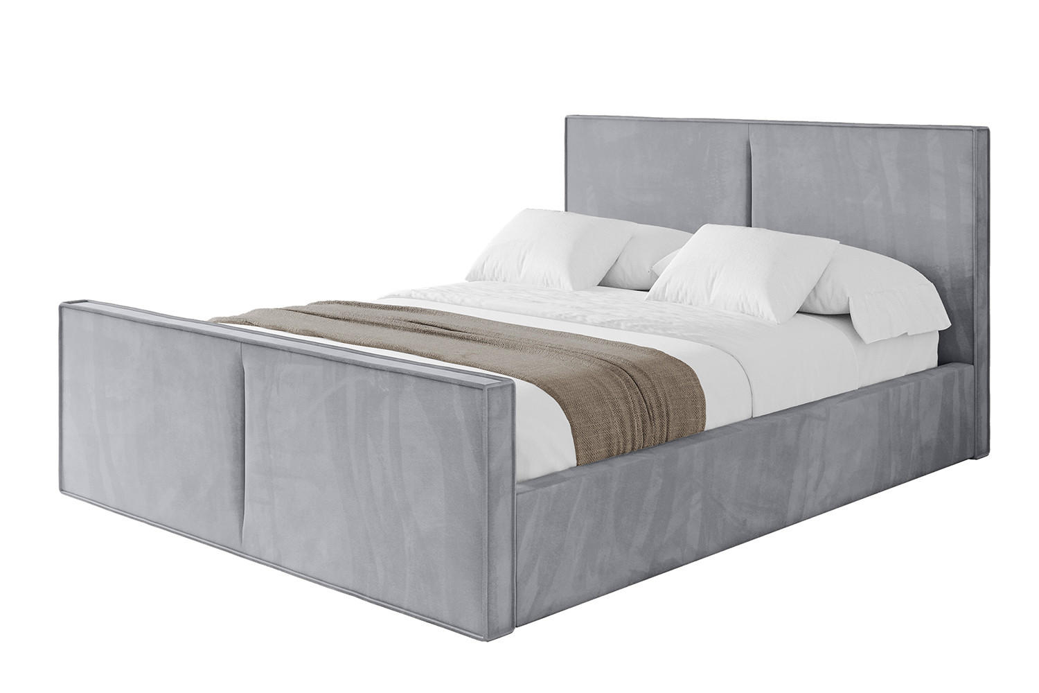 POLSTERBETT mit Bettkasten, Fußteil und Lattenrost, Boxbett mit Matratze H3/H4 - VANTO-Z 140x200 Hellgrau - Hellgrau, Holzwerkstoff/Textil (140/200cm) - ALTDECOR