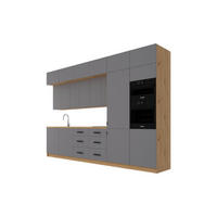KÜCHENZEILE 360 cm - Nexa K50-G360 - in Beige / Matt - Beige/Schwarz, Holz/Metall (360/212/582cm) - ROYAL24_MARKT