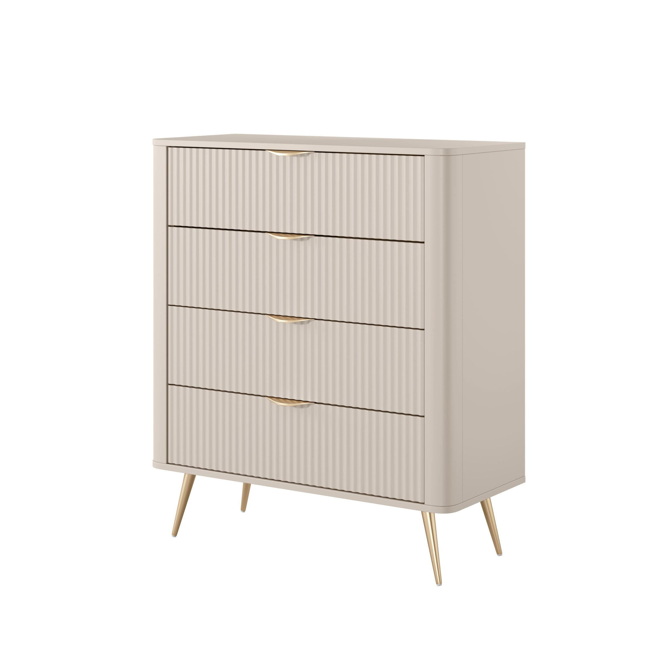 KOMMODE LANTANA 88,2/101,2/38cm mit 4 Schubladen Türen Beige - Beige, Holzwerkstoff (88.2/101.2/38cm) - MASSENO