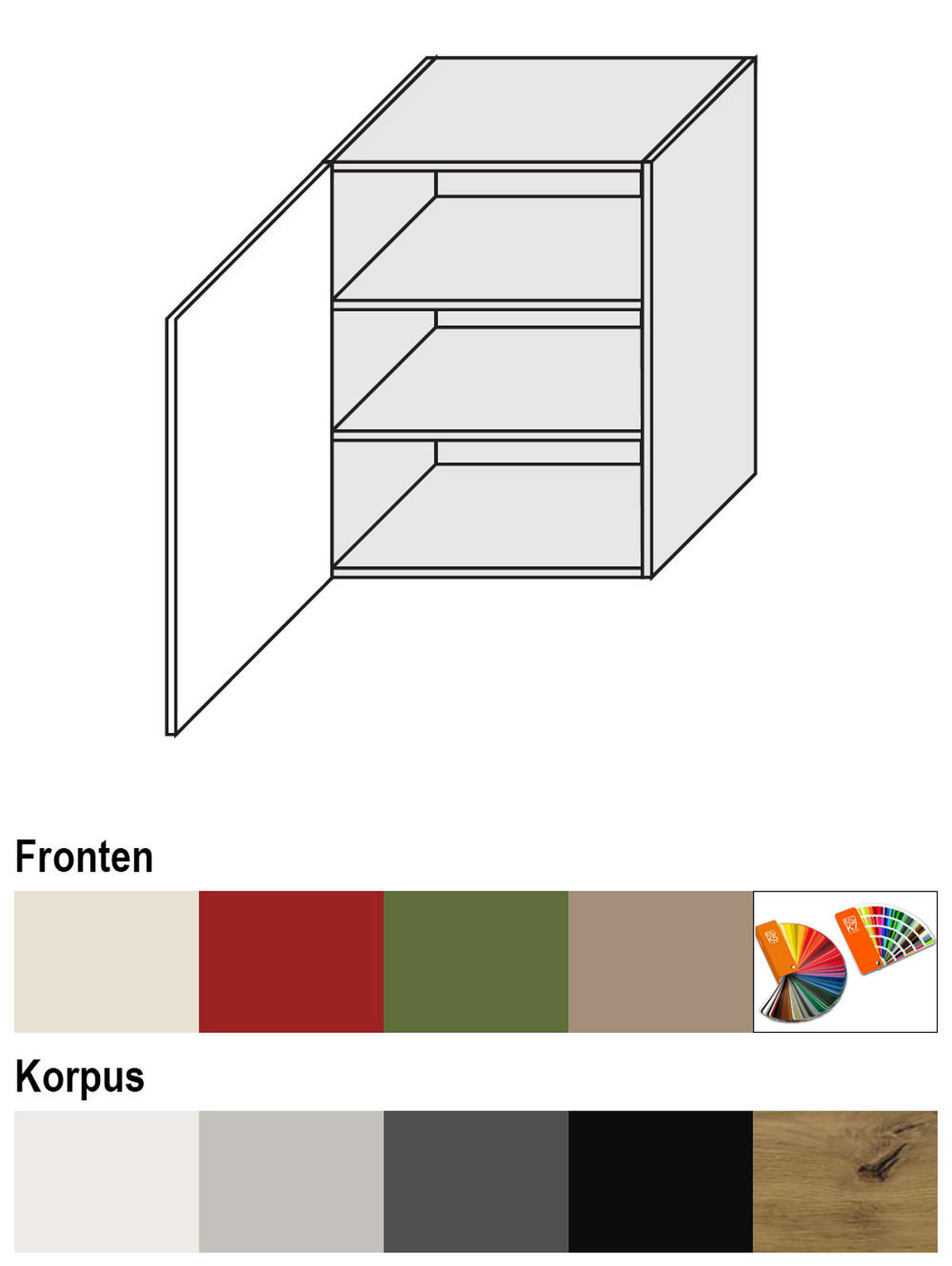 HÄNGESCHRANK Brerra W2/60 Eiche Artisan / RAL 6025 farngrün Matt 60 / 32,5 / 72cm - Eiche Artisan/Grün, Holz/Holzwerkstoff (60/72/32.5cm) - Feldmann-Wohnen