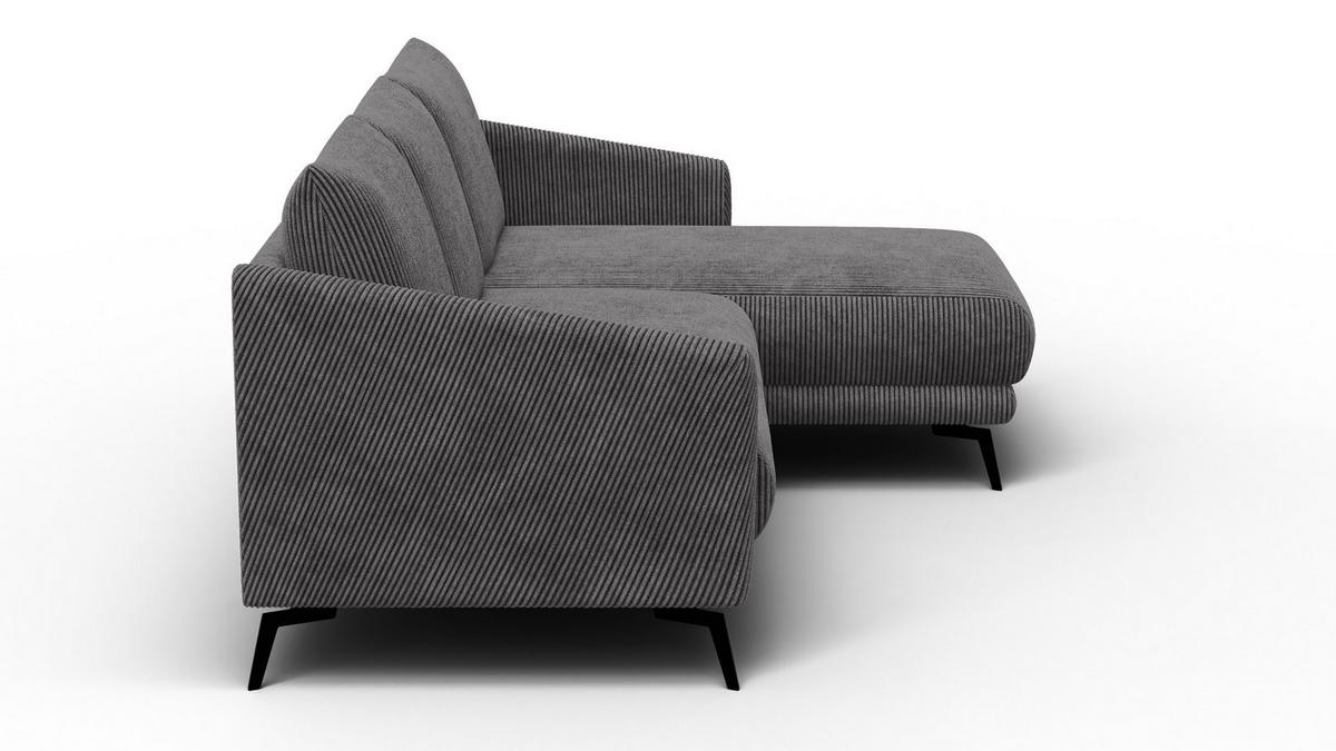 ECKSOFA VILT 3-Sitzer, dunkelgrau - Dunkelgrau/Schwarz, Holzwerkstoff/Textil (221/156cm) - Courtois Laville