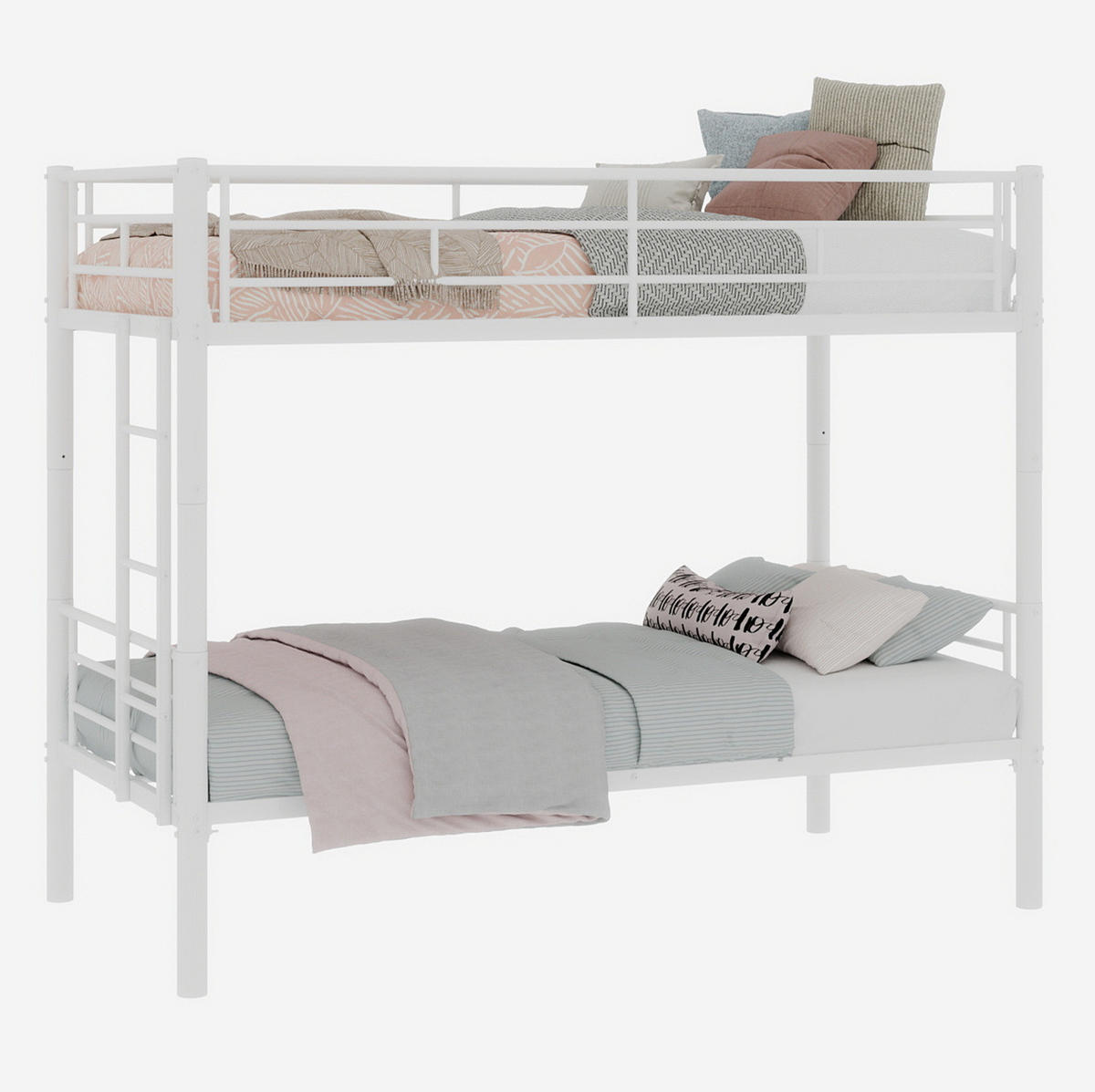 ETAGENBETT 90/180 cm weiß aus Eisen mit Leiter und trennbar - Weiß, Metall (90/190cm) - OKWISH